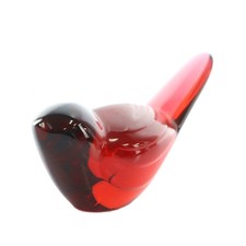 Baccarat Interior Small Bird Glass Figurine Logo Red ■GY18 MQ Others [Vector Old