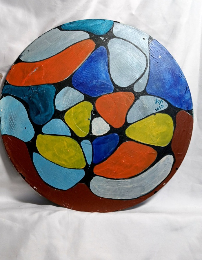 Abstract Neurography Acrylic Painting on Vinyl Record