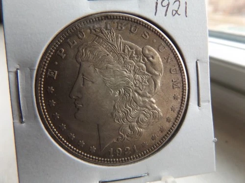 1921 $1 MORGAN SILVER DOLLAR COIN GOOD DETAILS DULL, SCRATCHES DARK TONING (112)