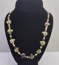 Fetish Bear Necklace Carved Stone 925 Sterling Clasp 28"