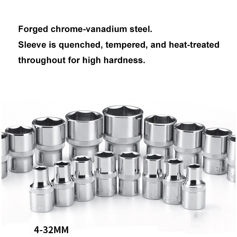 61PC Mechanics Tool Set 1/2" 1/4" Metric Drive Socket Wrenches for Auto Repair