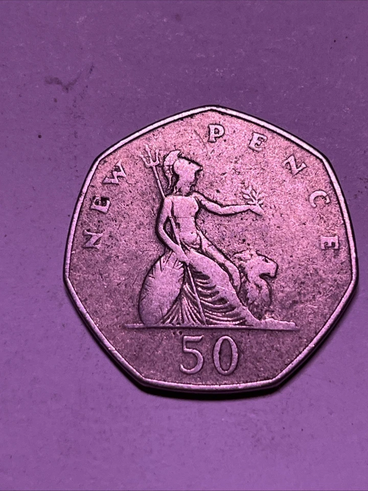 1969 Fifty New Pence Coin, Great Britain, England, World - Image 2 of 2