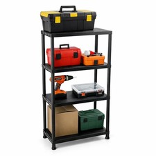 NEW! 4 Tier Black Plastic Heavy Duty Shelving Racking File Storage Unit