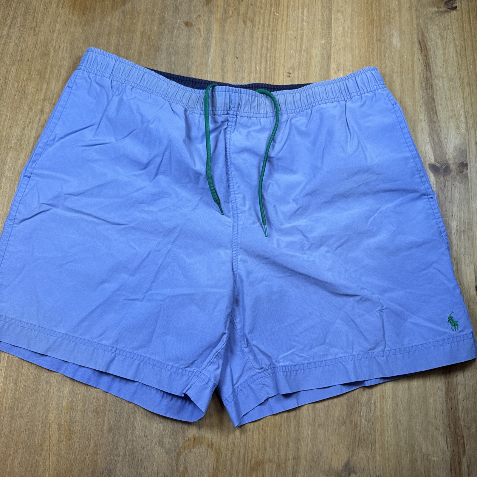 VTG Polo Sport Ralph Lauren Swim Shorts L Blue 5" Swim Trunks Drawstring Lined