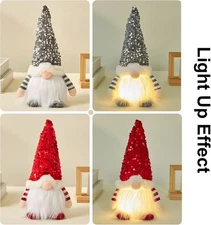 3pcs LED Lighted Christmas Gnome Handmade Santa Elf Figurine Faceless Doll Decor