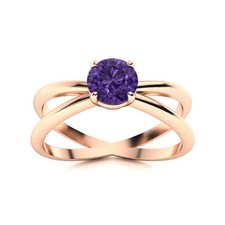 Sterling Silver Natural Amethyst Statement Solitaire Wedding Ring Jewelry