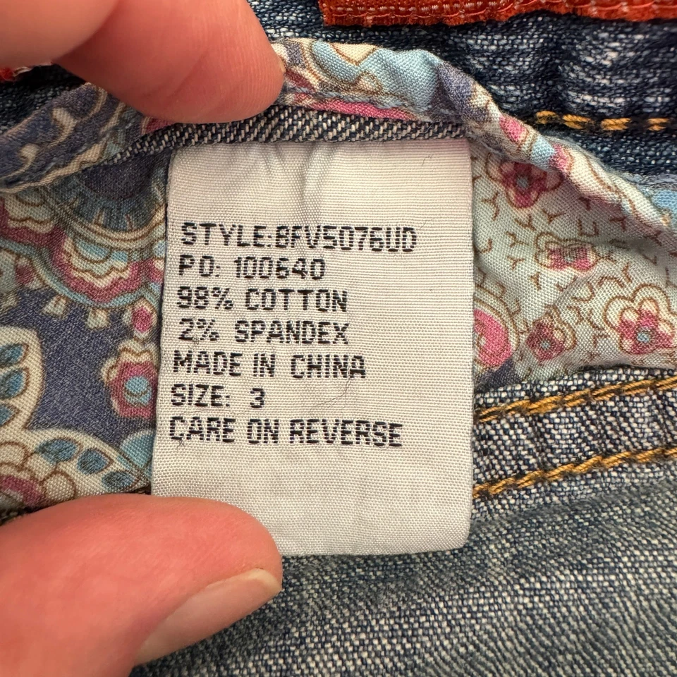 ¡De colección! Falda Mudd Jeans Denim Azul 3 Y2K Bordada Acampanada Midi Mujer Envejecida Foto 4 de 4