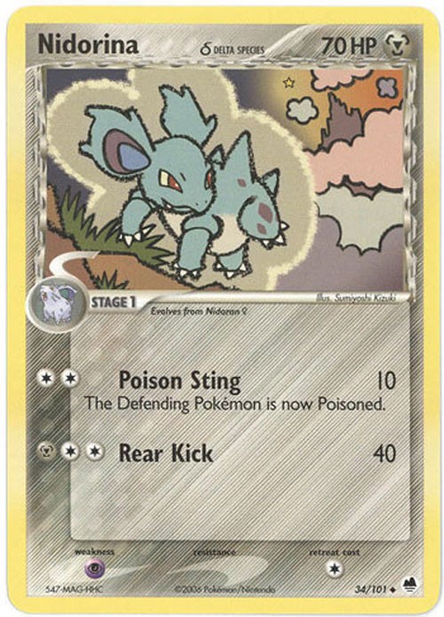 Pokemon Card - Dragon Frontiers 34/101 - NIDORINA (uncommon) - NM/M