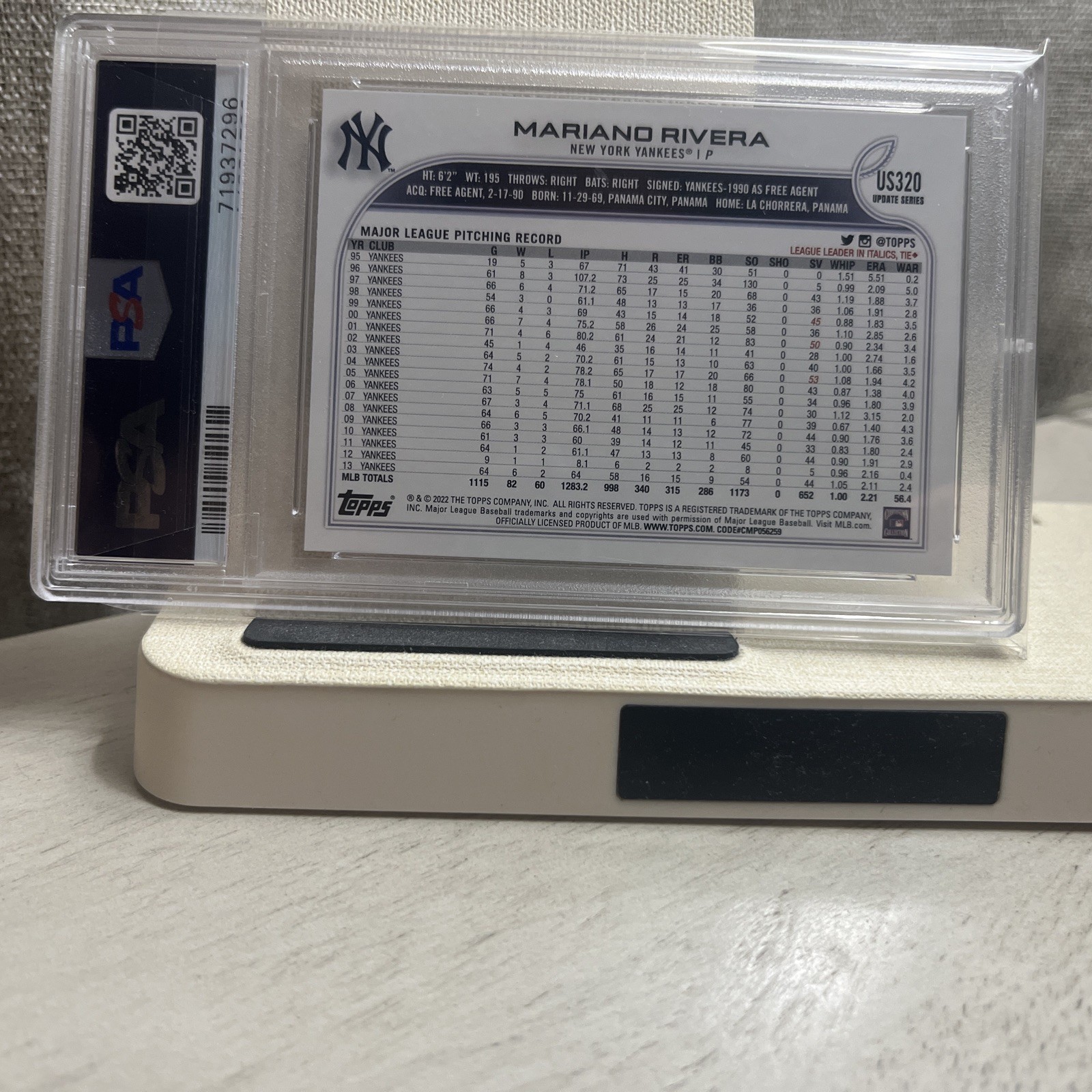 2022 Topps Update Mariano Rivera SP PSA 10 view 3