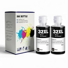 2 PCS 31 32XL Black Ink Refill Bottles Compatible Smart Tank Printer