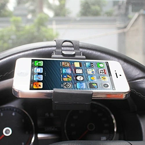 Universal GRAY BLACK CAR MOUNT Steering Wheel Holster Clip Holder for Cell Phone - Image 3 of 4