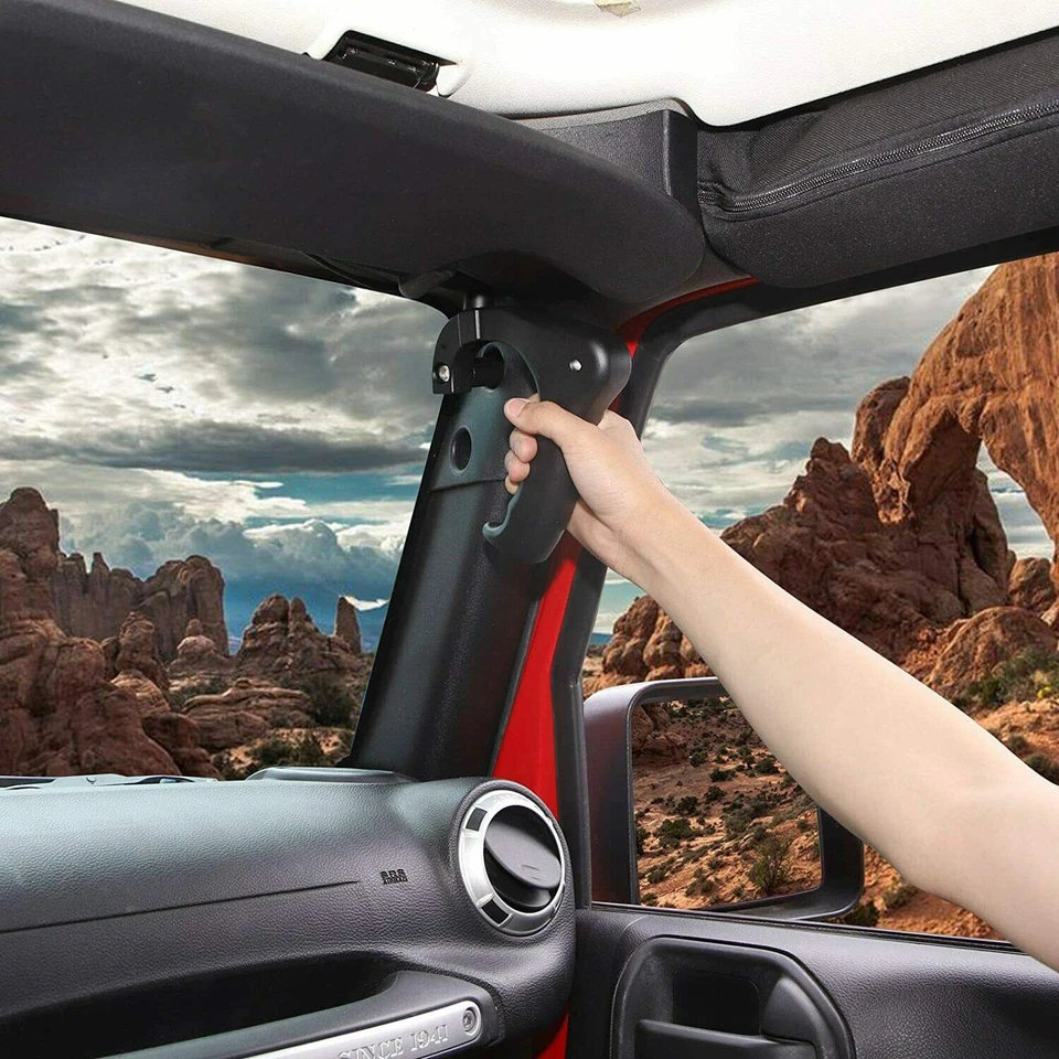 for Jeep JK Front Metal Grab Handles for Jeep Wrangler 2007-2018 JK JKU Black Foto 4 de 4