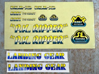SE Racing PK Ripper XL Old School BMX Rahmen Gabel Aufkleber blau/gelb Drip NOS
