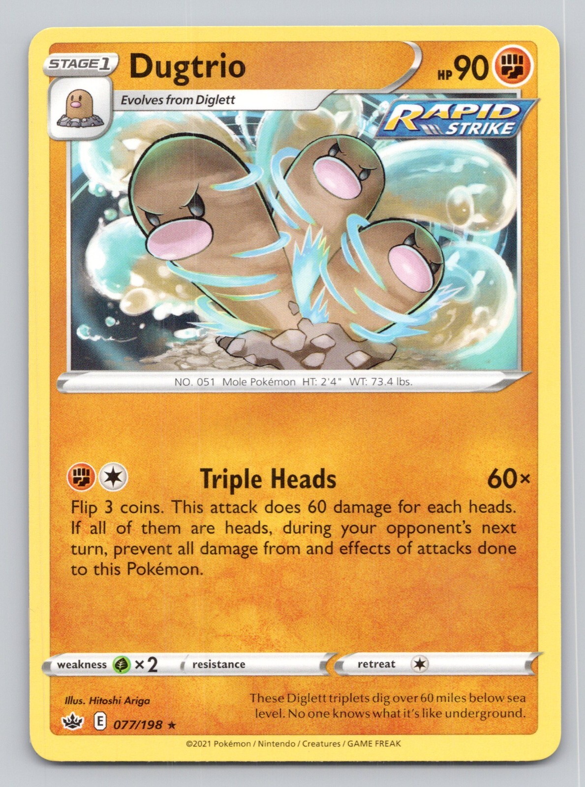 2921 Dugtrio Pokemon Card Chilling Reign Rapid Strike Base Set #77