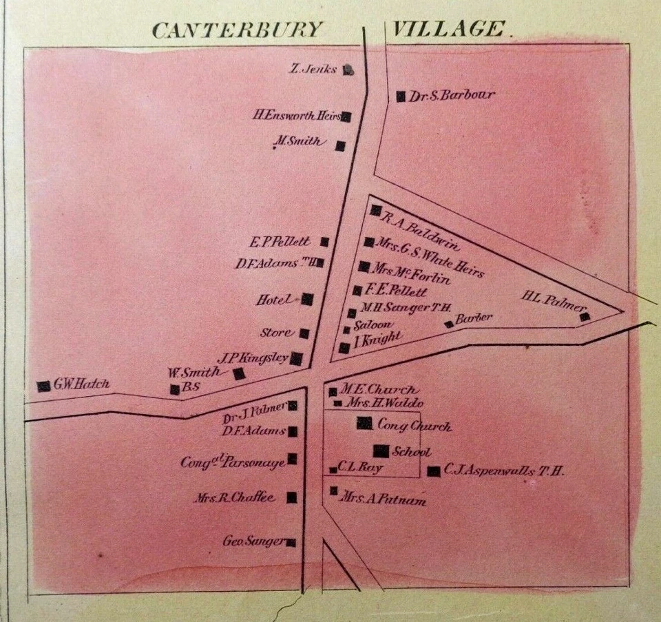 ANTIQUE 1869 BROOKLYN TOWN, CANTERBURY VILLAGE, CT HAND COLORED MAP, O. W. GRAY - Image 4 of 4