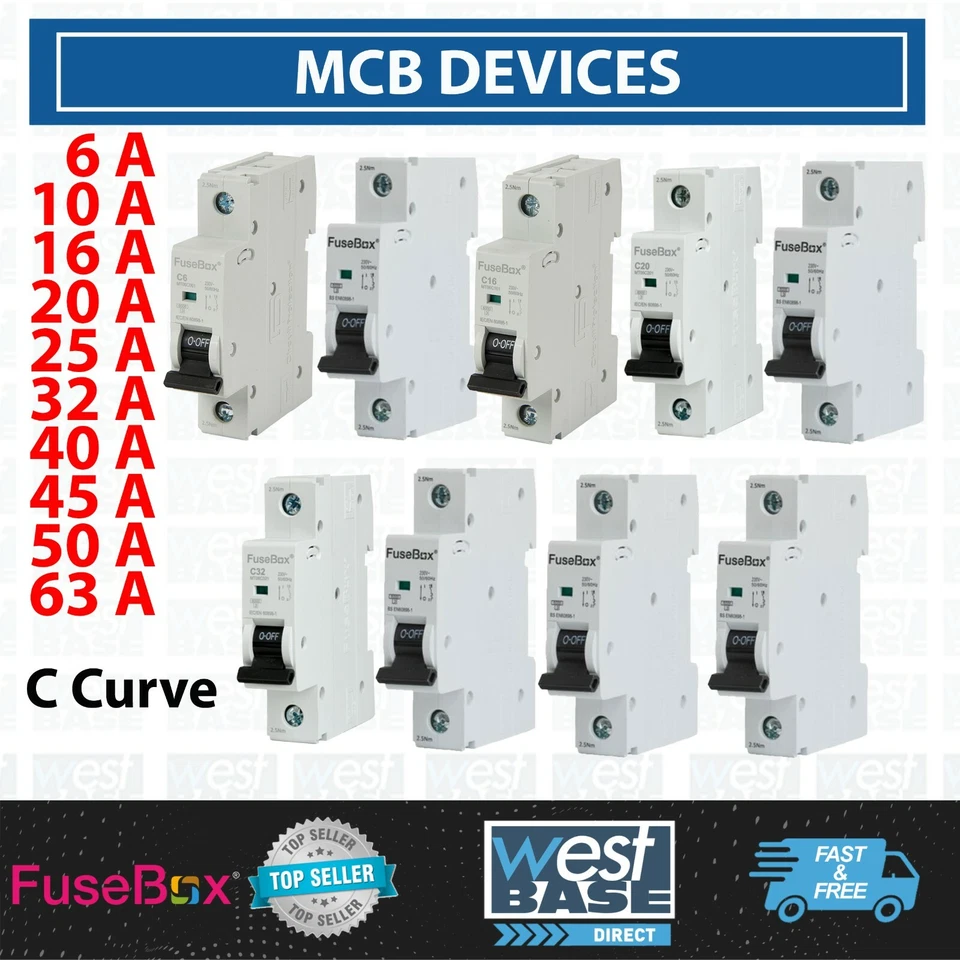 Fusebox MCB Circuit Breaker SP 6A 10A 16A 20A 25A 32A 40A 50A 63A Type C