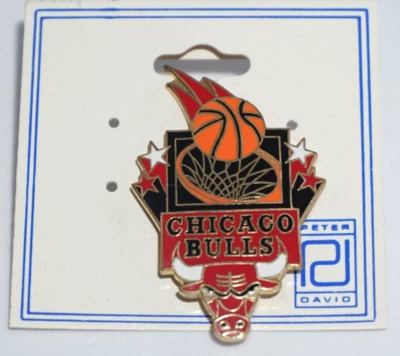 NBA Sports Pin : Chicago Bulls Classic Logo - Vintage Peter David Design -1990's - Image 1 of 3