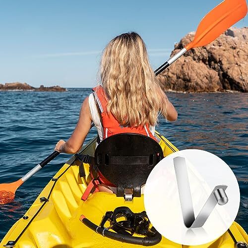 PATIKIL 12x9.5mm Kayak Paddle Snaps, 6 Pack Tent Pole Clips Steel V Shaped Double Pins Push Button Spring Clips Lock Tube Pole Clips For Camping Awning