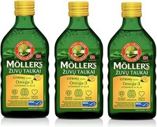 3 uds Möllers Omega 3 limón vitamina D aceite de hígado de bacalao de alta pureza natural EPA DHA 250 ml