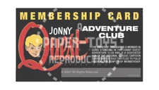 JONNY QUEST ADVENTURE CLUB MEMBERSHIP CARD