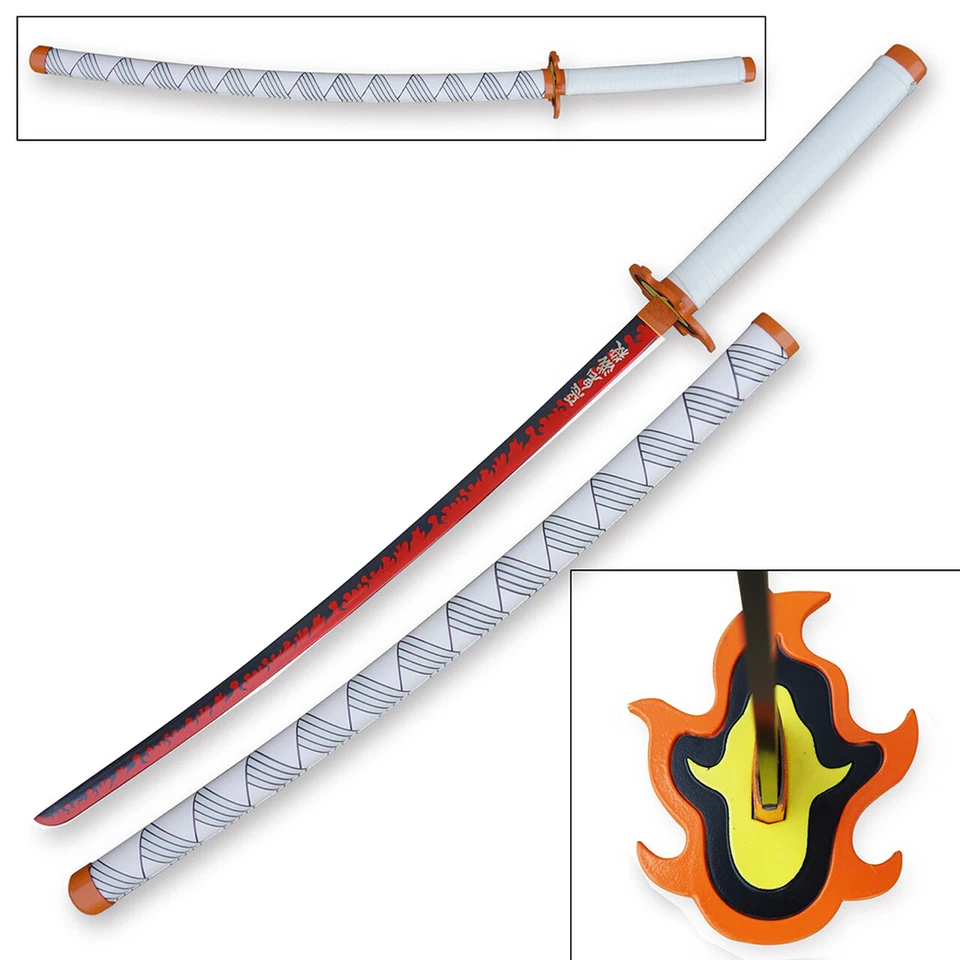Cazador de Demonios - Kyojuro Rengoku Espada Nichirin Roja Katana Metal Foto 3 de 3