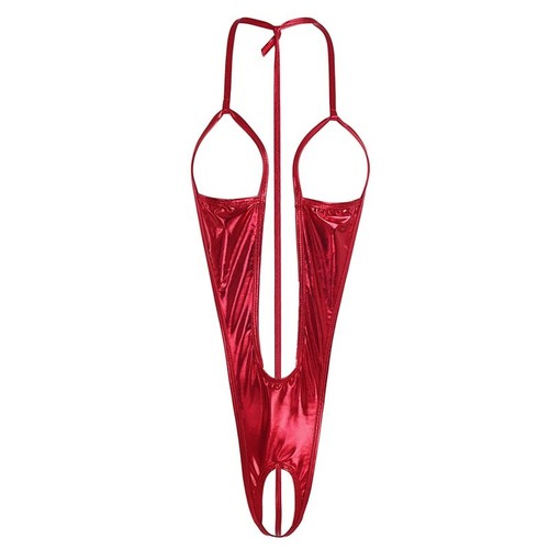 Erotic Sexy Crotchless Latex Catsuit Open Crotch Teddies Patent Leather Lingerie - Picture 11 of 15