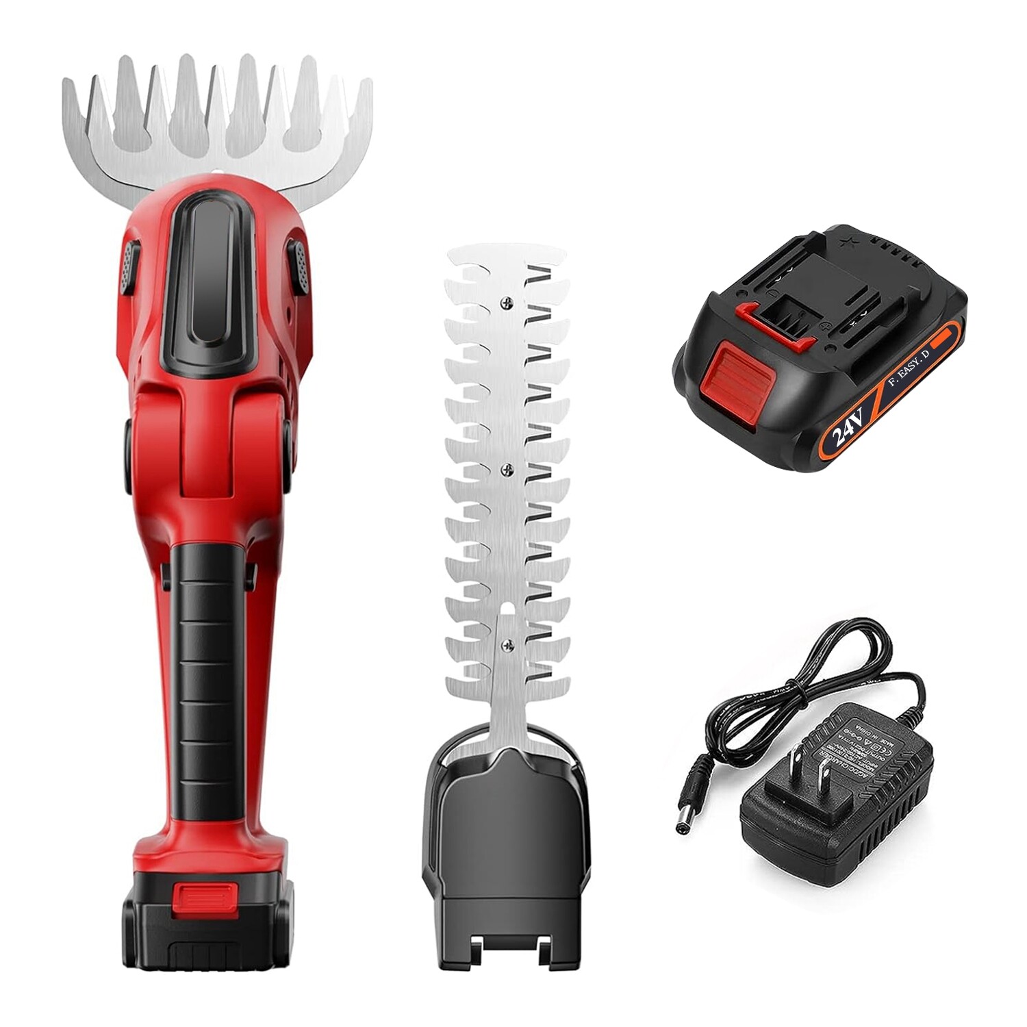 2in1 Cordless Grass Shears & Hedge Trimmer w/Battery for Shrub Garden Grass Lawn