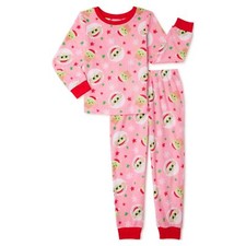 Star Wars Baby Yoda Girls' Long Sleeve Christmas Pajamas, 2-Pcs Pink Size M 7/8