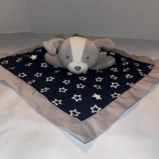 Child Of Mine Carters Baby Security Blanket Puppy Dog Navy Gray STARS LOVEY 13"