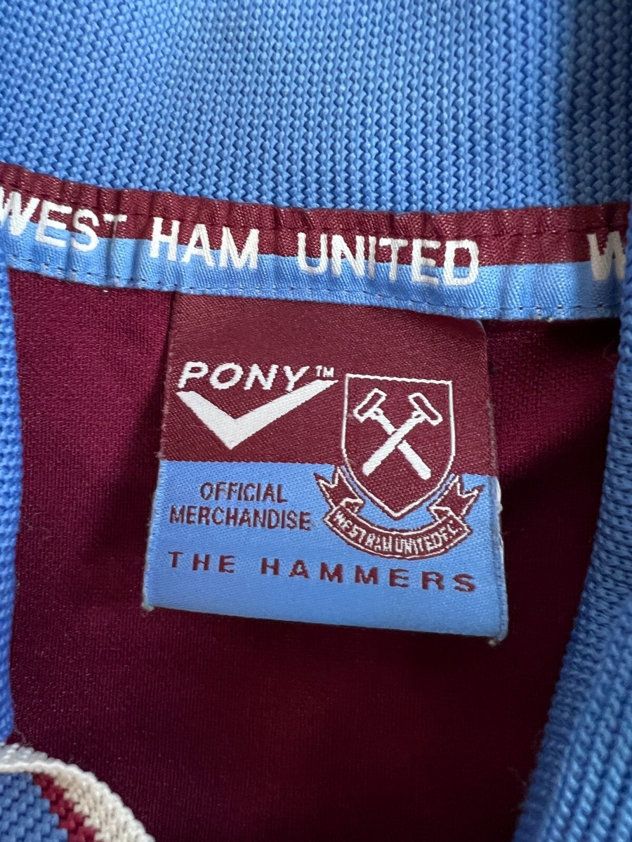 WEST HAM 1997 1998 HOME SHIRT FOOTBALL SOCCER JERSEY PONY WEST HAM 1997 1998 HOME SHIRT FOOTBALL SOCCER JERSEY PONY