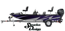 Purple Gray Jagged Curved Design Black Fish Bass Boat Black Decal Wrap USA Vinyl