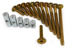 M6 Gold Yellow Furniture Connector Bolts Cross Dowel Barrel Nuts Joint Bed Cot