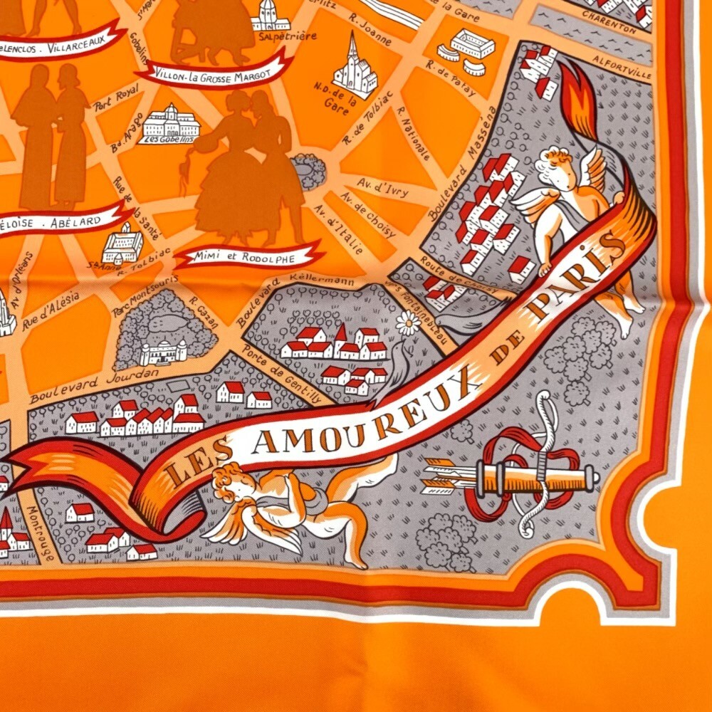 エルメススカーフ　カレ90Vol Amoureux des Amoureux エルメス(HERMES)エルメス カレ90 LES AMOUREUX DE PARIS