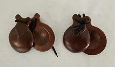 2 Pairs Castanets Wooden Painted
