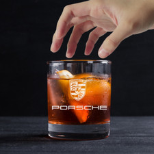 Custom Engraved Porsche Whiskey Glass – 11 oz Standard Rocks Glass