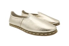 GIZZE Handmade GOLD Leather Slip-On loafers Shoes Size 8
