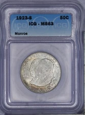 1923-S Monroe Commemorative Half Dollar 50c ICG MS63