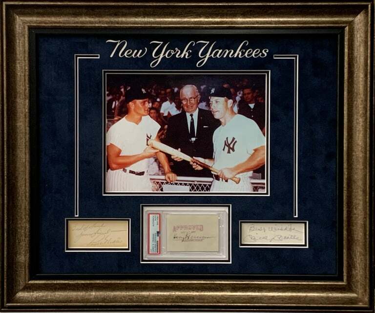 Harry S Truman Roger Maris Mickey Mantle Autographed Signed Harry Truman Mickey Mantle Roger Maris Photo Frame PSA JSA BAS 