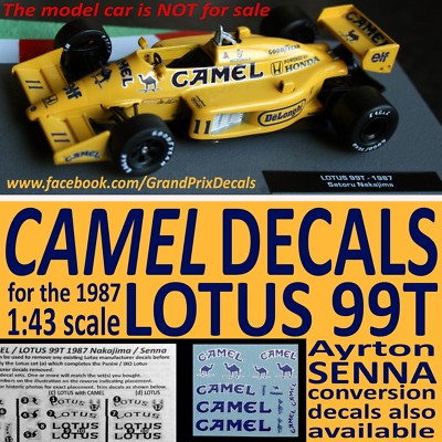 Lotus 99T Camel 1987 + Senna Wasserrutsche Decals 1:43 F1 Auto / Auto Sammlung