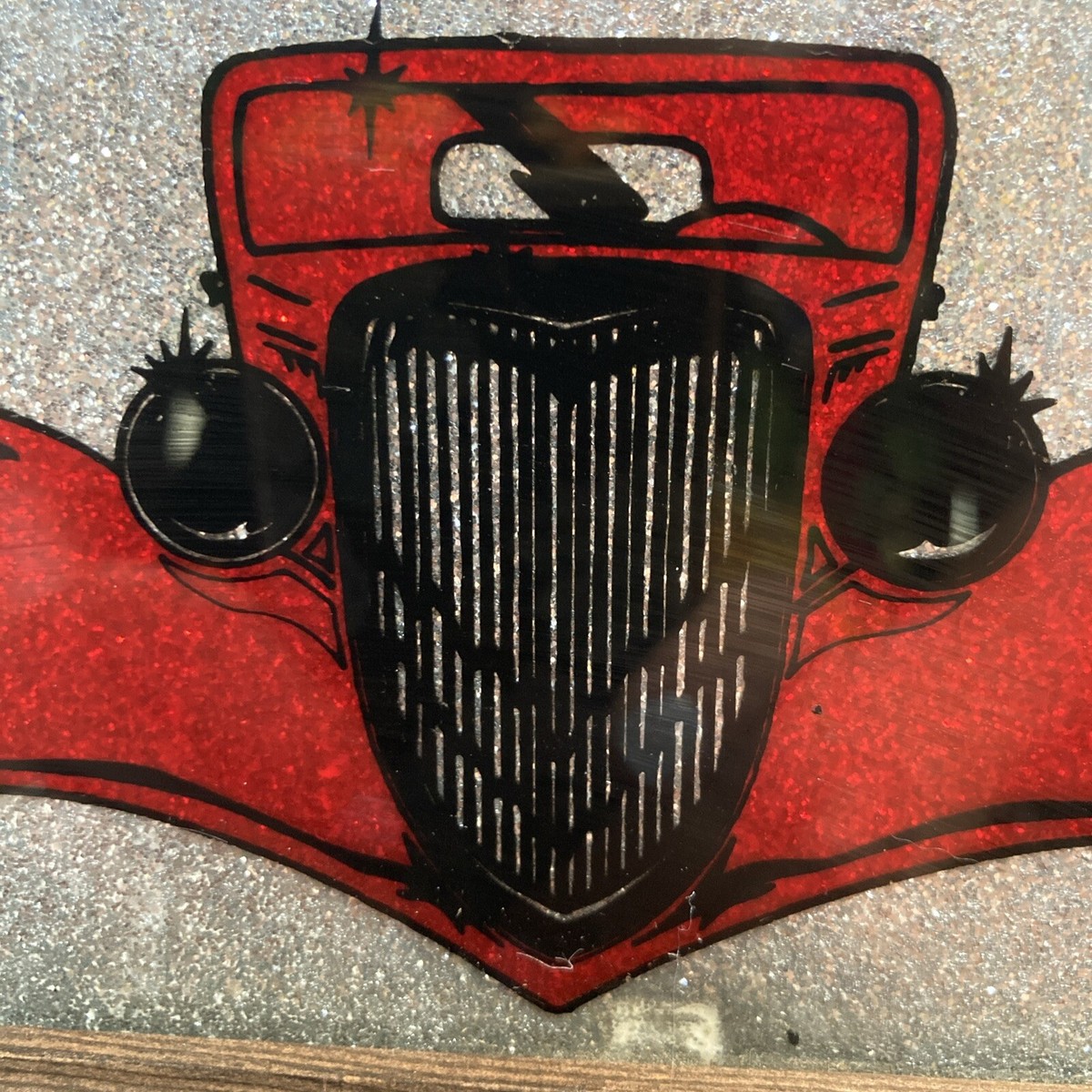 Vintage Rare ZZ Top 1970s 80s Carnival Prize Glitter Mirror Wood