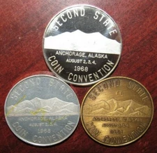 1968 Totem Coin Club Anchorage, AK 3-Piece Medal Set w/ Sterling Silver Round