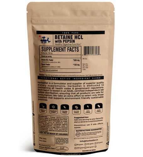 Betaine HCL Pepsin Powder Digestive Enzymes Aids Digestion Support Supplement - Picture 2 of 3