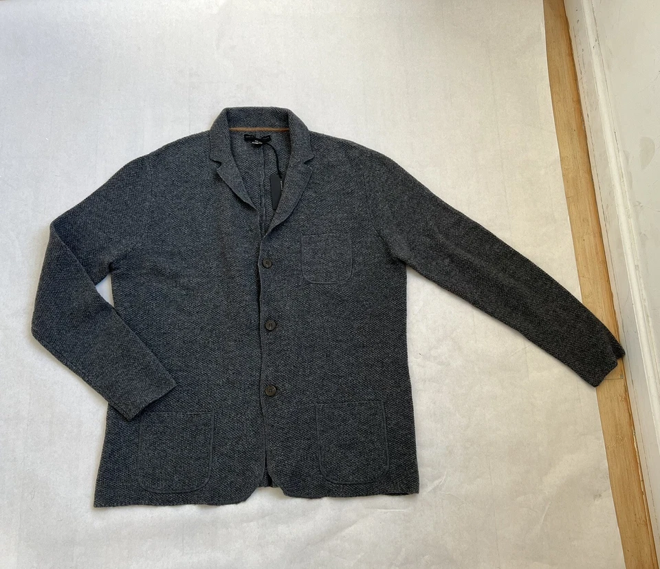 NUEVO CON ETIQUETAS $195 Colección Informe Tejido Gris Oscuro Lana Acogedor Cárdigan Suéter Talla XXL Foto 2 de 4