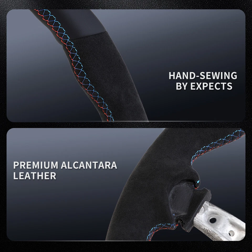 Volante redondo de cuero completo para BMW M2 M3 M4 F30 F20 F22 F25 F80 F36 X5 X6 Foto 3 de 4