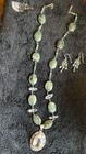 Serapinite And Clear Quartz Pendant Necklace And Earring Set