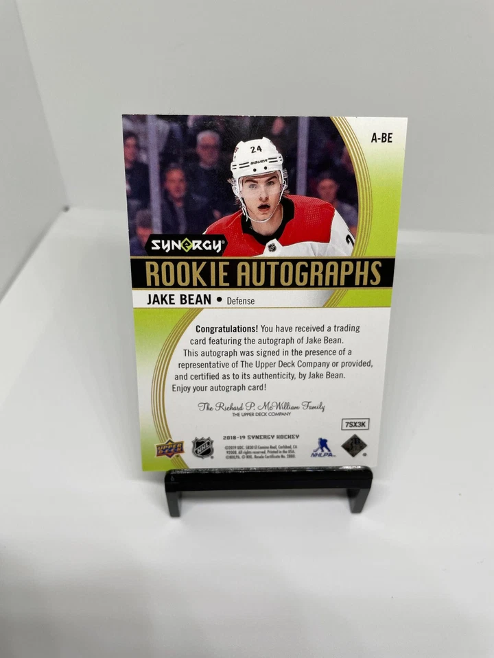 2018-19 Upper Deck Synergy Auto Jake Bean #A-BE Rookie Auto RC - Image 2 of 2