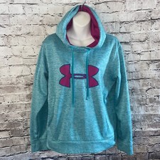 Under Armour Storm Womens Hoodie M Green Pink Heather Pocket Cold Gear A9