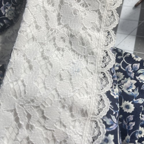 Vintage Rock Bluse Kleid Damen 14 blau Blumen Kragen Sekretärin Akademie Sissy - Bild 15 von 19