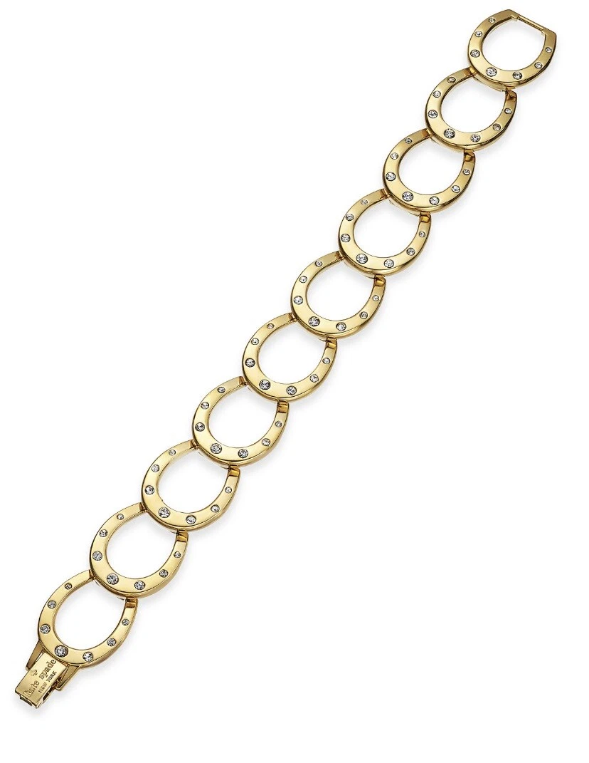 Bracciale maglia ferro di cavallo cristallo tono oro Kate Spade $88 J1A2