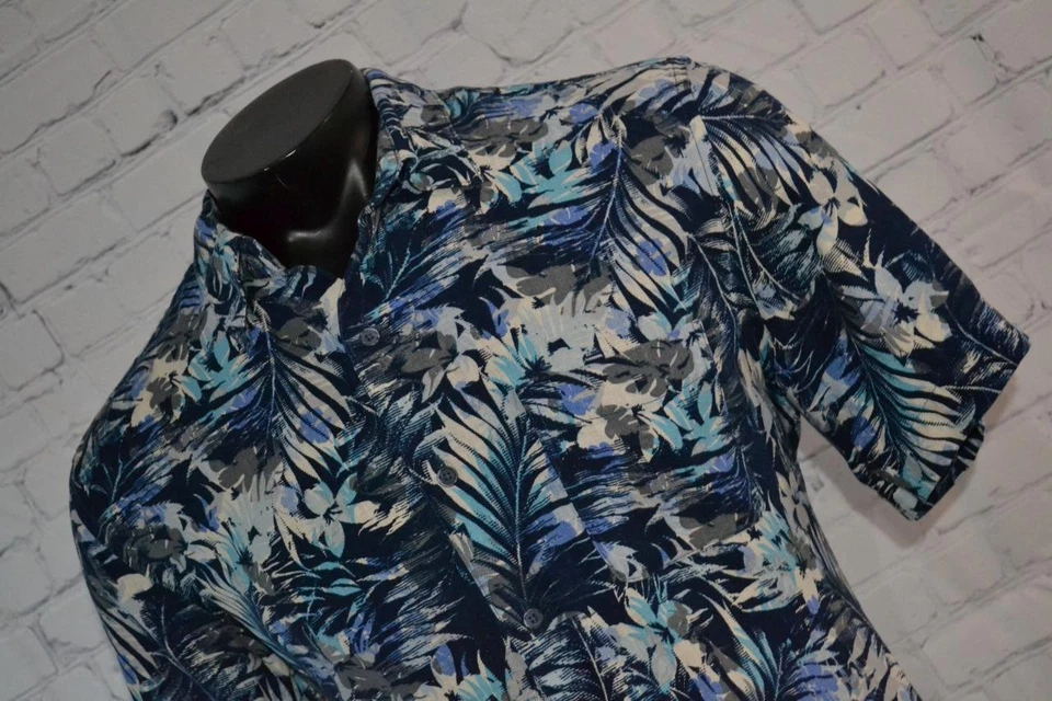 45100-a Tasso Elba Hawaiian Shirt Blue Floral Size Large Adult Mens - Image 2 of 4